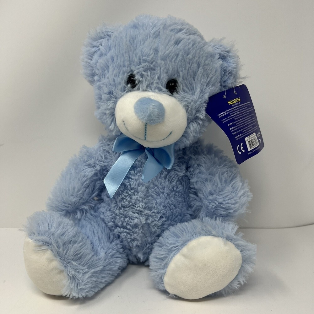 Kellytoy Original Blue Teddy Bear Plush 10" Soft Stuffed Animal Toy 2020 Bow Tie - Picture 8 of 14